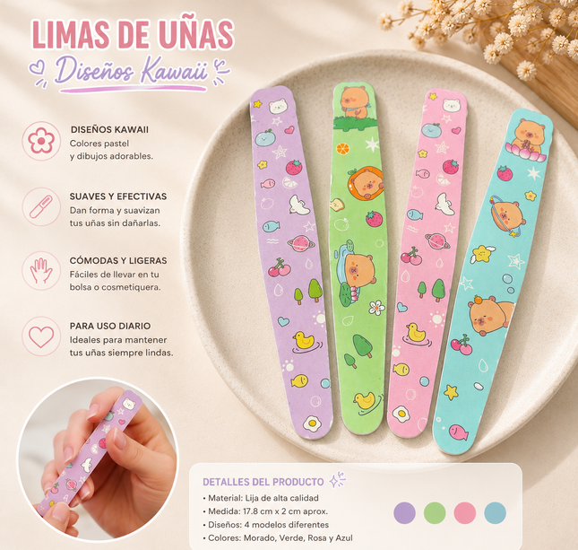 24 Limas para Uñas Capibaras Hermosas $3.5 c/u