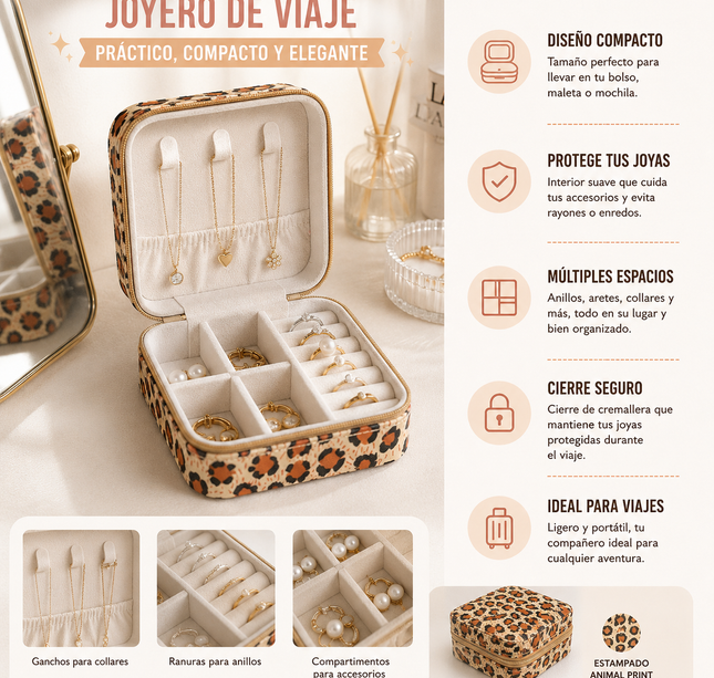 Exclusivo Tienda en linea 💥💎Alhajero Organizador de Viaje "Animal Print"