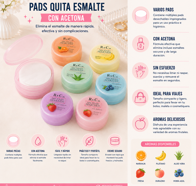 Exclusivo Tienda en linea 💥💎6 Pads para Quitar Esmalte $12 c/u