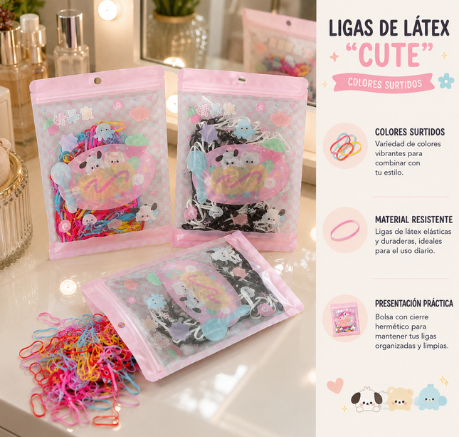 Exclusivo Tienda en linea 💥💎12 Bolsas Ligas "CUTES" Resellables $4.9 c/u