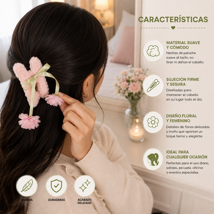 12 Pinzas Peluches Flores Hermosas $9.9 c/u