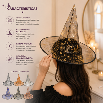 6 Sombreros de Bruja Encantado Brillo $12 c/u