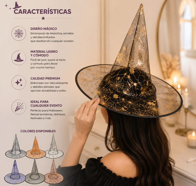 6 Sombreros de Bruja Encantado Brillo $12 c/u