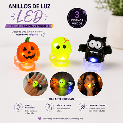 24 Anillos Halloween Squishies con Luces $9.25 c/u