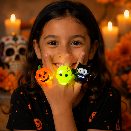24 Anillos Halloween Squishies con Luces $9.25 c/u