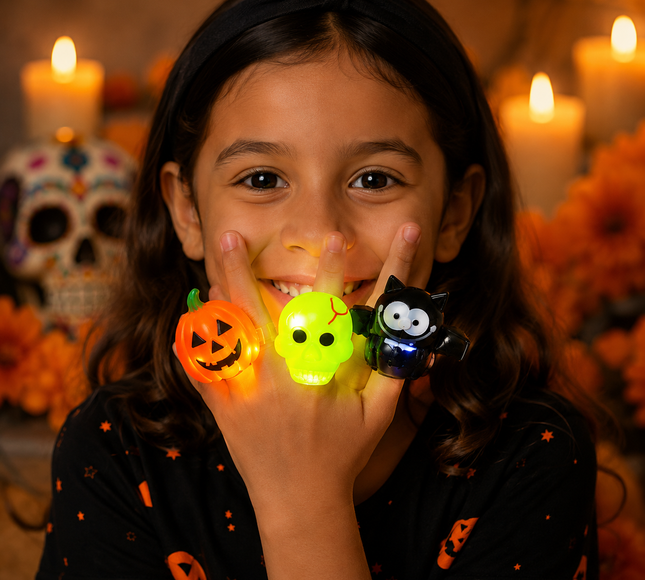 24 Anillos Halloween Squishies con Luces $9.25 c/u
