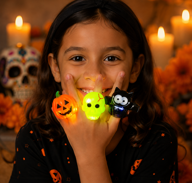 24 Anillos Halloween Squishies con Luces $9.25 c/u