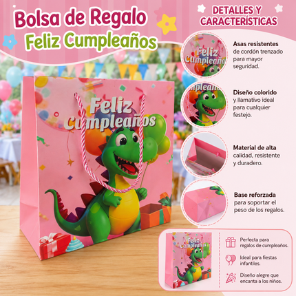 Exclusivo Tienda en linea 💥💎12 Bolsas Dinosaurios Feliz Cumpleaños $8.5 c/u