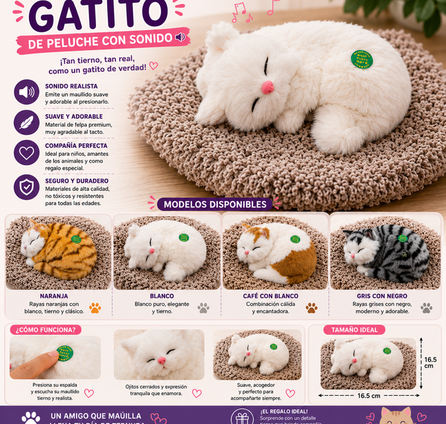 3 Gatitos con Alfombra para Decorar incluye sonido $60 c/u