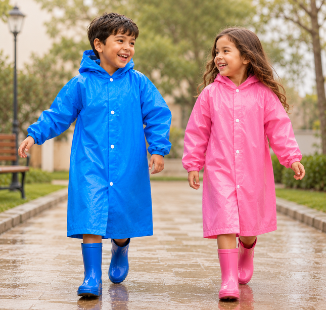 6 Impermeable "EVA RAIN" Infantil Reforzado con Gorro $24 c/u
