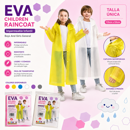 6 Impermeable EVA para Niños con Gorro Reforzado $24 c/u