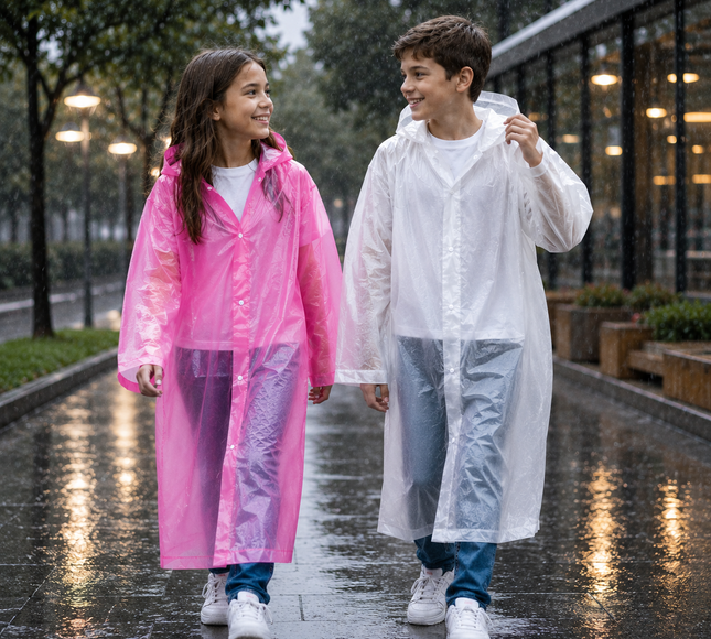 6 Impermeable EVA para Niños con Gorro Reforzado $24 c/u