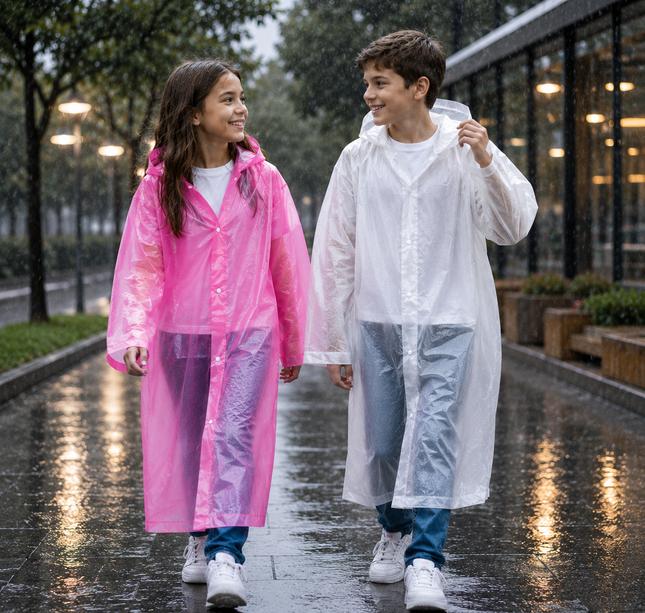 6 Impermeable EVA para Niños con Gorro Reforzado $24 c/u