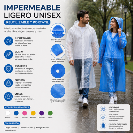 6 Impermeable EVA para Adulto con Gorro Reforzado $26 c/u
