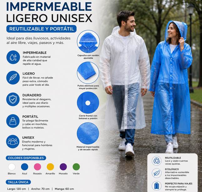 6 Impermeable EVA para Adulto con Gorro Reforzado $26 c/u