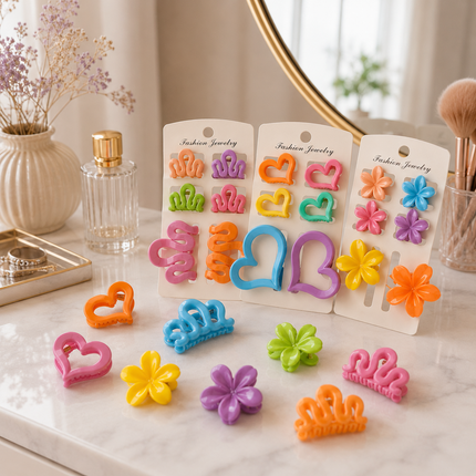 12 Sets de Pinzas para el Cabello Figuras hermosas $7.9 c/u