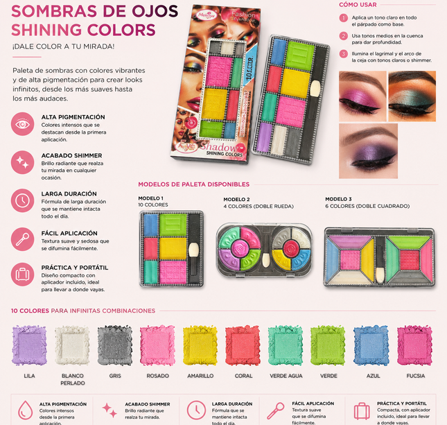 12 Paleta de Sombras para Ojos de Bolsillo $10.8 c/u