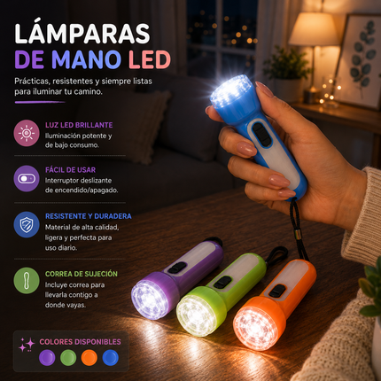 48 Lamparas de Mano Colores $4.5 c/u