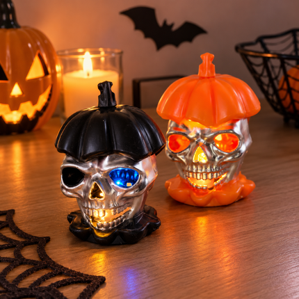6 Lamparas Halloween Calabacita con Calaveritas $25 c/u