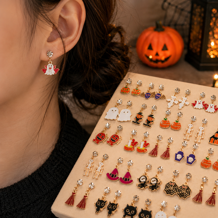 36 Aretes Halloween y Pedrería "Zirconia"  $7 c/u