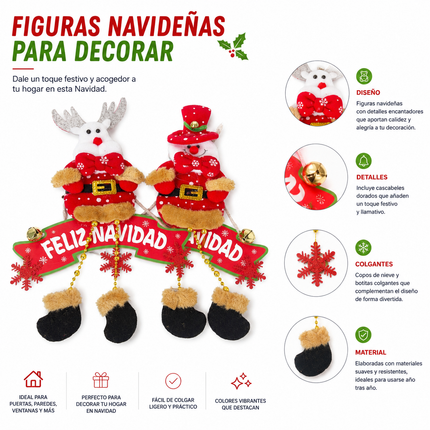 Exclusivo Tienda en linea 💥💎3 Figura Navideña Colgante con Cascabel $35 c/u