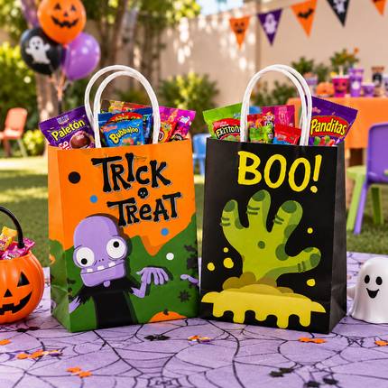 12 Dulceros de Papel Halloween Decoradas $5.3 c/u