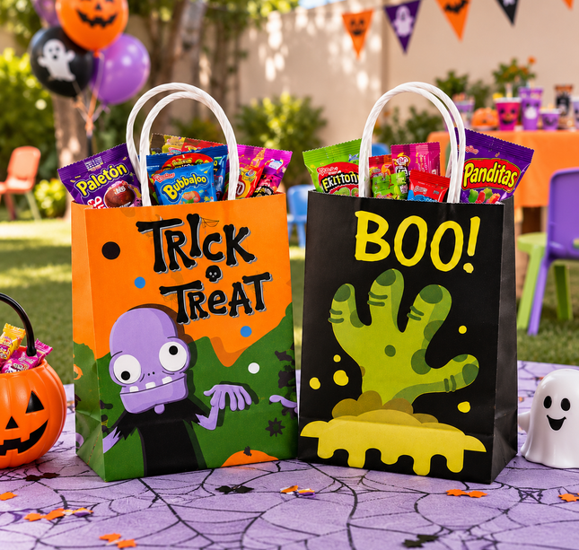 12 Dulceros de Papel Halloween Decoradas $5.3 c/u