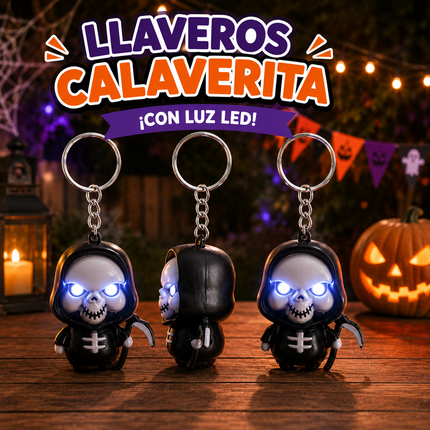 12 Llavero Lamparita Halloween con Luz y Sonido $21 c/u
