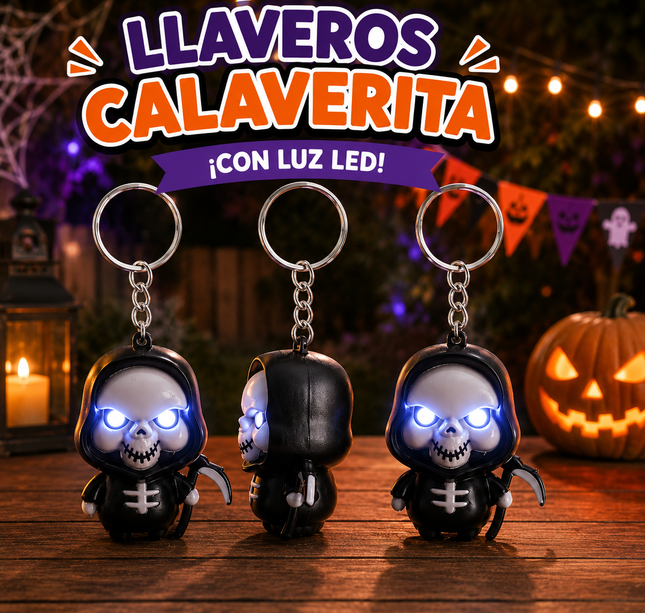 12 Llavero Lamparita Halloween con Luz y Sonido $21 c/u