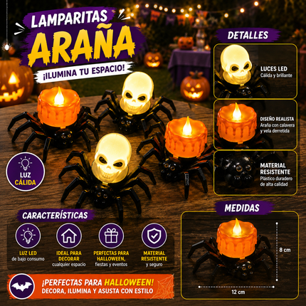 12 Vela de luz Araña halloween $15.9 c/u