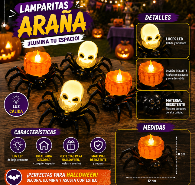 12 Vela de luz Araña halloween $15.9 c/u
