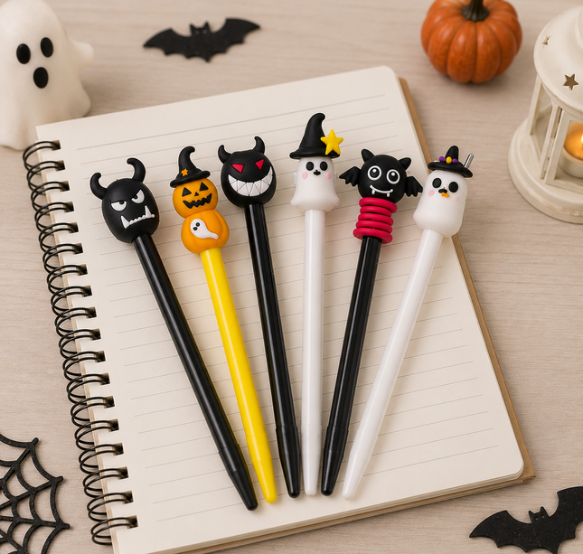 12 Lapiceros de Gel Halloween Figurita $5.5 c/u