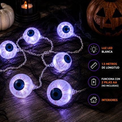 Serie Luces Ojos Halloween 1.5 metros de largo