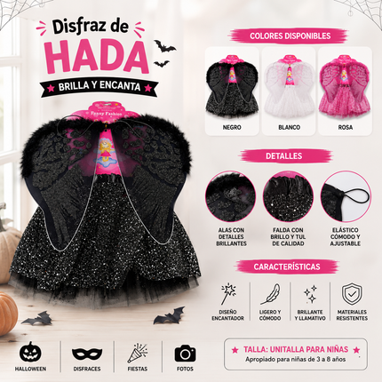 Disfraz Halloween Angel/Hada Diamantado de diferentes Colores Infantil