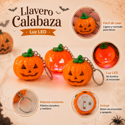 24 Llaveros Calabacita con luz Led  $9.90 c/u