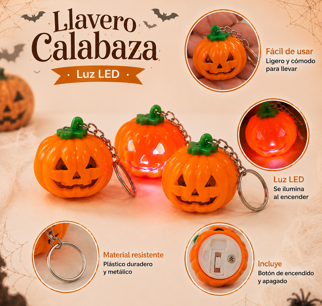 24 Llaveros Calabacita con luz Led  $9.90 c/u