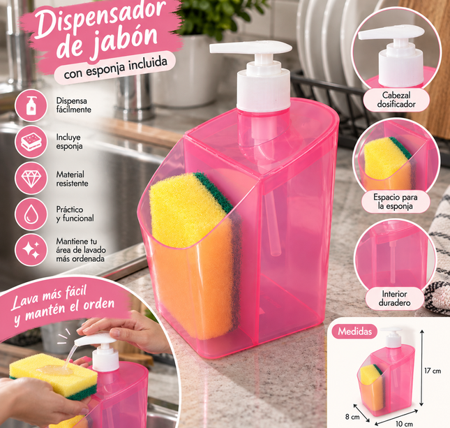 Exclusivo Tienda en linea 💥💎3 Dispensador de Jabón con Esponja para Lavar Trastes $35 c/u