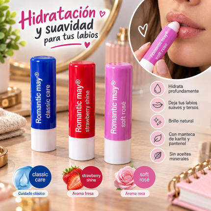 Exclusivo Tienda en linea 💥💎3 Balsamo para Labios "Romantic May" $20 c/u