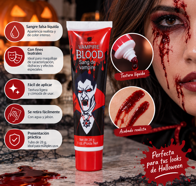 12 Sangre Falsa Halloween "Vampire" $7.5 c/u