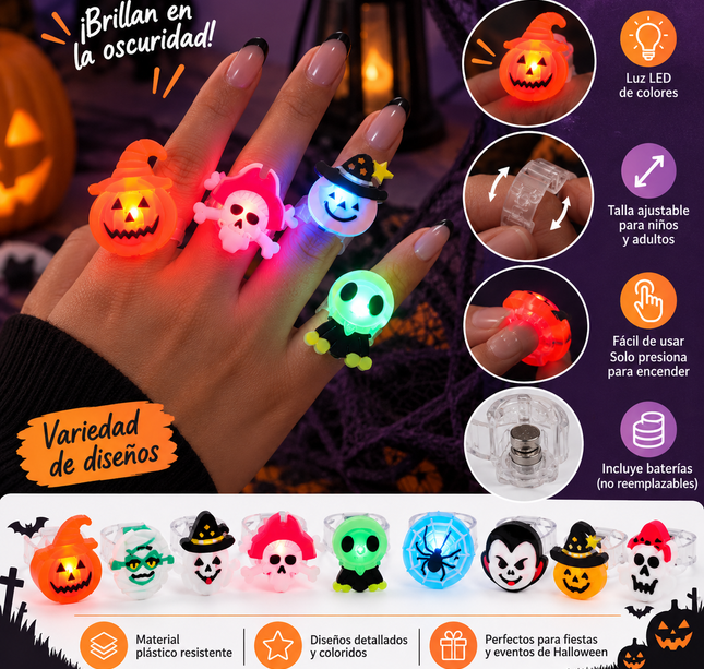 50 Anillos Halloween con figuras $2.52 c/u
