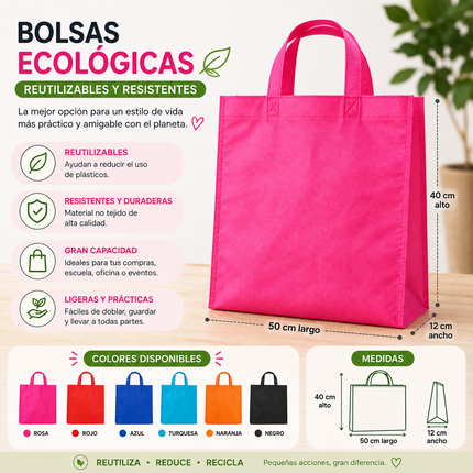 12 Bolsas Ecologicas Grandes $8.9 c/u
