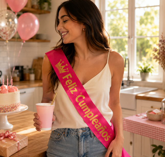 12 Bandas "Feliz Cumpleaños" en Diferentes Colores $11.9 c/u