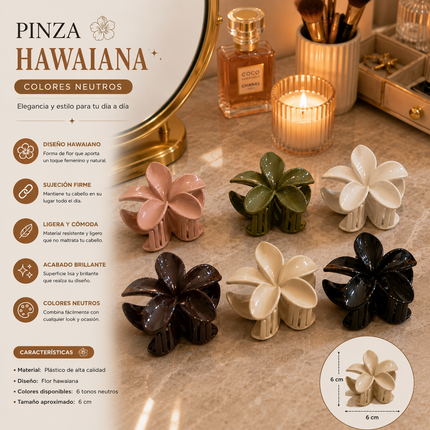 12 Pinzas Hawainas en Tonos Neutros $6.5 c/u