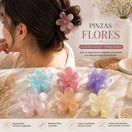 12 Pinzas Flores Hermosas para Cabello $7.9 c/u