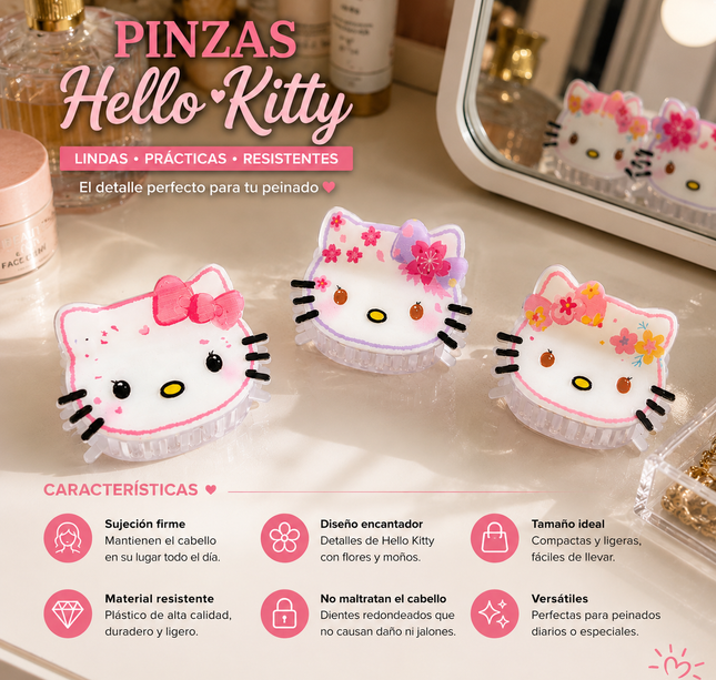 12 Pinzas Kitty Cabecita Hermosas $11.9 c/u