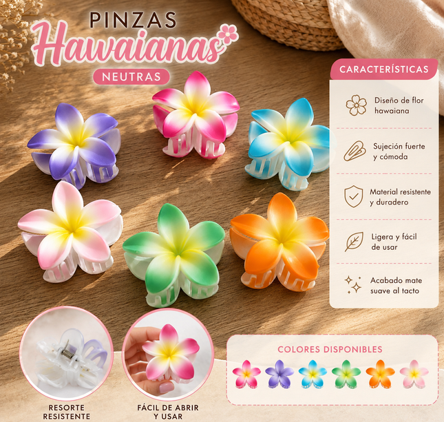 12 Pinzas Hawainas Hermosas Tropicales $7.9 c/u