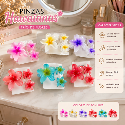 Exclusivo Tienda en linea 💥💎6 Trio de Pinzas Hawainas, Una Grande y dos Pequeñas $18 c/u
