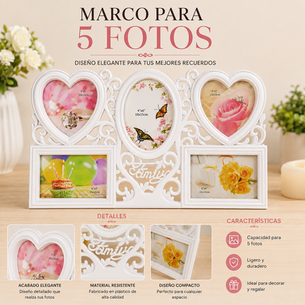 Exclusivo Tienda en linea 💥💎Marco para 5 Fotos Tamaños "Family"