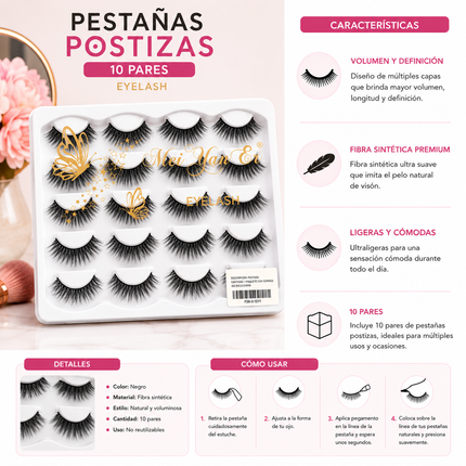 Exclusivo Tienda en linea 💥💎Paquete de 10 Pestañas Postizas Individuales