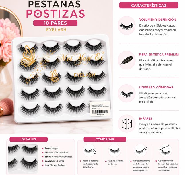 Exclusivo Tienda en linea 💥💎Paquete de 10 Pestañas Postizas Individuales